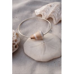 Jonc Mara D, Bracelet artisanal argent massif et coquillage | Kléa