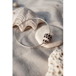 Jonc Mara A, Bracelet artisanal argent massif et coquillage | Kléa
